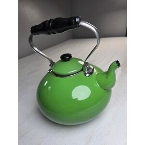 Martha Stewart Collection Green Enamel Tea Kettle Stovetop Teapot Macy's 0808
